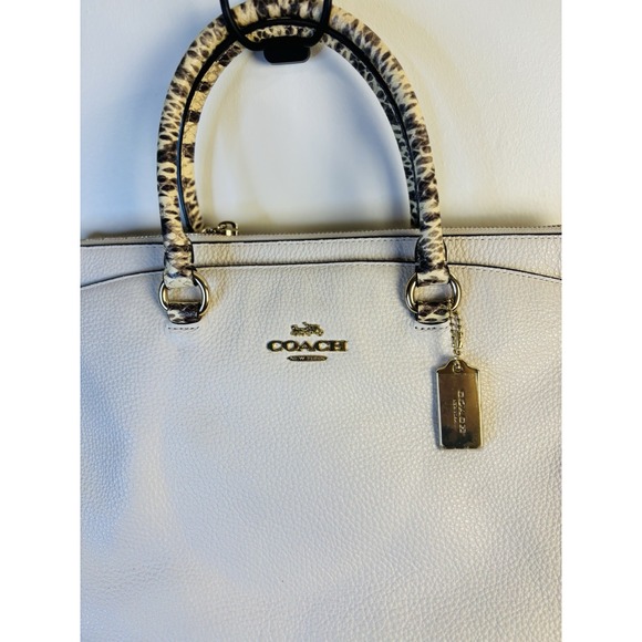 Coach Mia Python Calfskin Leather Tote Satchel Handbag Shoulder Bag Animal Print - Picture 2 of 11